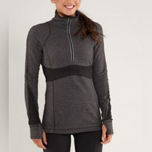 💝Lululemon Run: Full Tilt Pullover in Heathered Deep Coal Herringbone